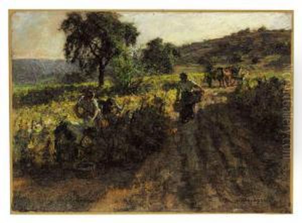 Les Vignes Au Soleil Oil Painting by Leon Augustin Lhermitte