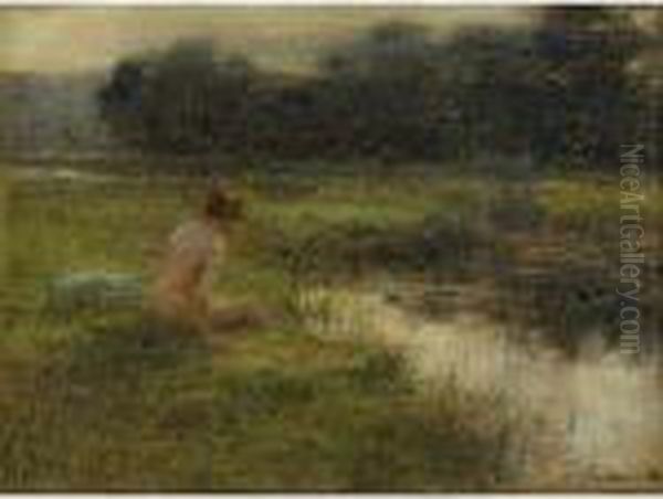 The Bather Oil Painting by Leon Augustin Lhermitte