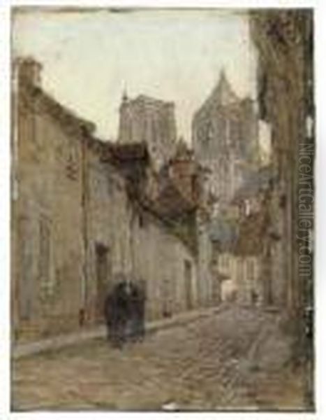 Rue A Bourges Oil Painting by Leon Augustin Lhermitte