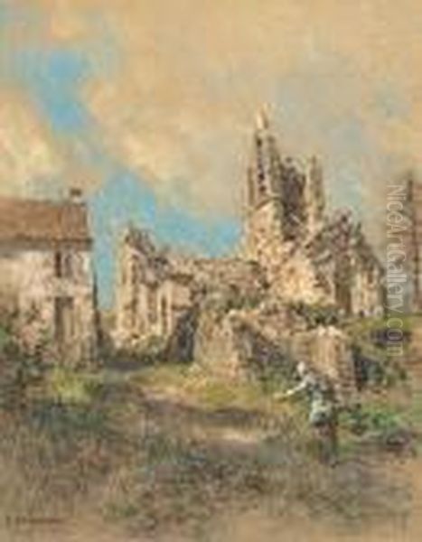 Eglise Au Soleil Oil Painting by Leon Augustin Lhermitte