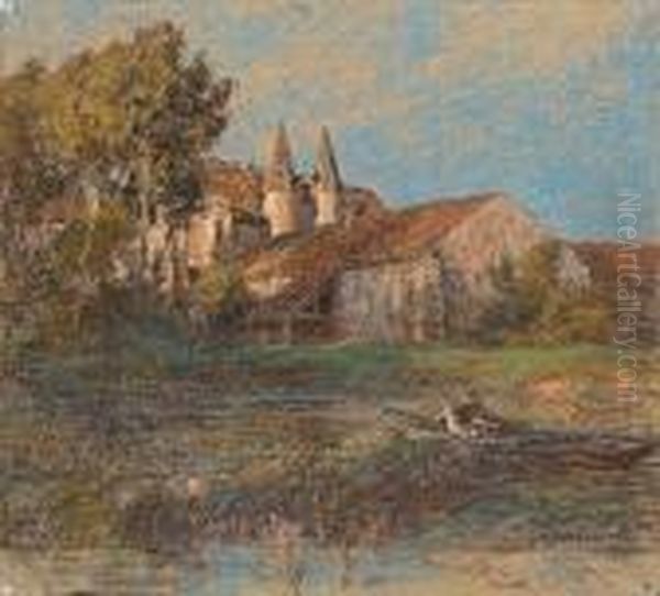 Le Chateau D'armentieres D'ourq Oil Painting by Leon Augustin Lhermitte