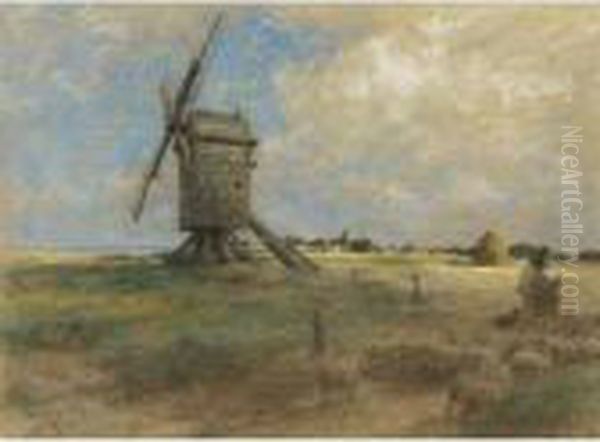 Le Vieux Moulin De Tardinghan Oil Painting by Leon Augustin Lhermitte