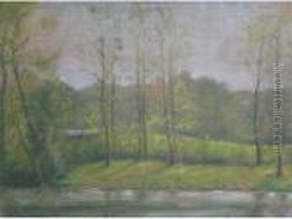 Paysage A La Riviere Oil Painting by Leon Augustin Lhermitte