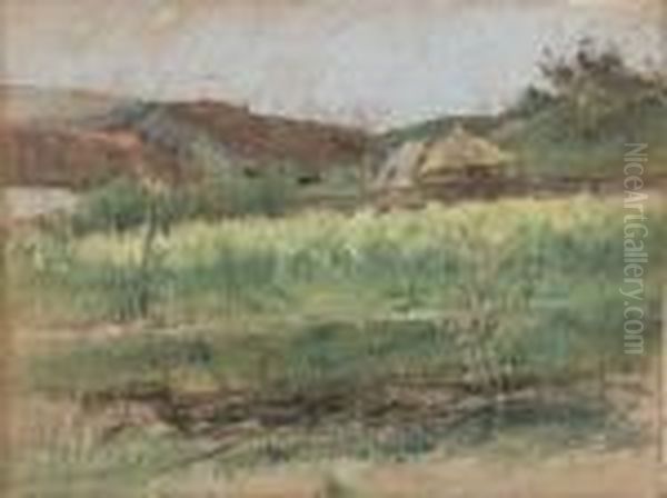 Chaumieres Aux Environs De Villerville by Leon Augustin Lhermitte