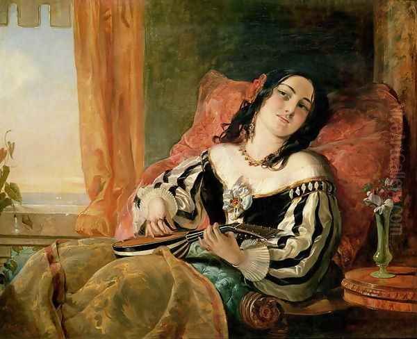 Lady Playing the Mandolin, 1854 Oil Painting by John Phillip