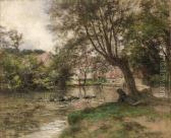 Etang Aux Canards Oil Painting by Leon Augustin Lhermitte