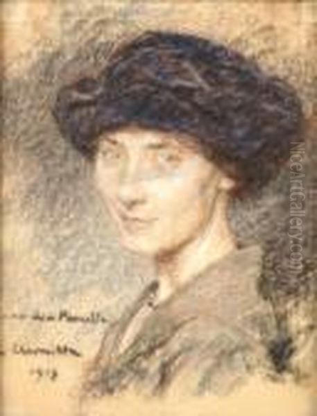 Portrait De Madame Jean Lhermitte Oil Painting by Leon Augustin Lhermitte