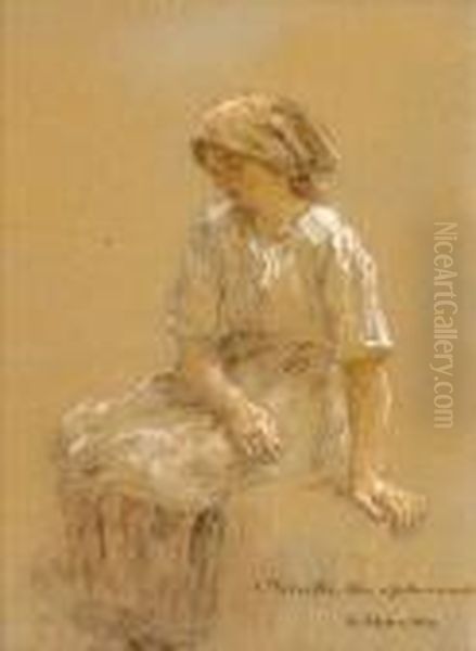 Femme Au Repos Oil Painting by Leon Augustin Lhermitte