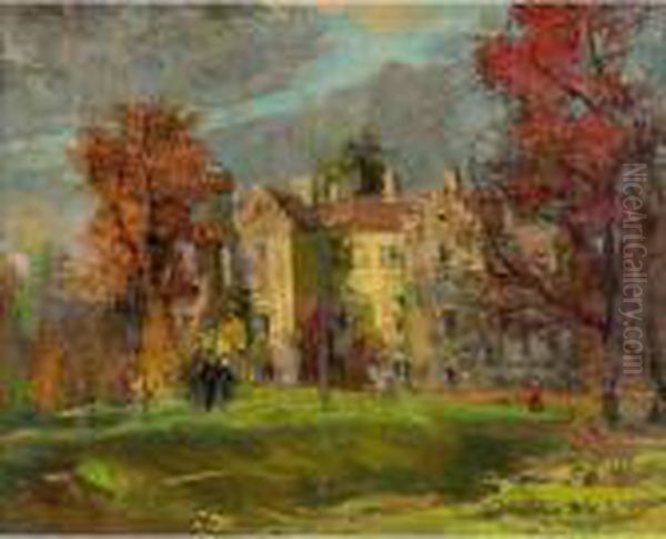 Country Estate Oil Painting by Leon Augustin Lhermitte