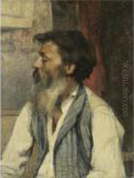 Portrait Of A Man Oil Painting by Leon Augustin Lhermitte