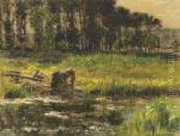 Lavandiere Au Bord De La Marne. Circa 1909. Oil Painting by Leon Augustin Lhermitte