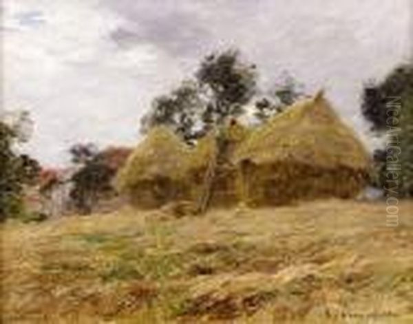 Les Meules De Foin Oil Painting by Leon Augustin Lhermitte