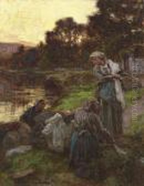 Laveuses, Le Soir Oil Painting by Leon Augustin Lhermitte