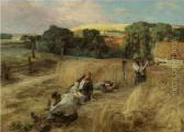 A Rest From The Harvest Oil Painting by Leon Augustin Lhermitte