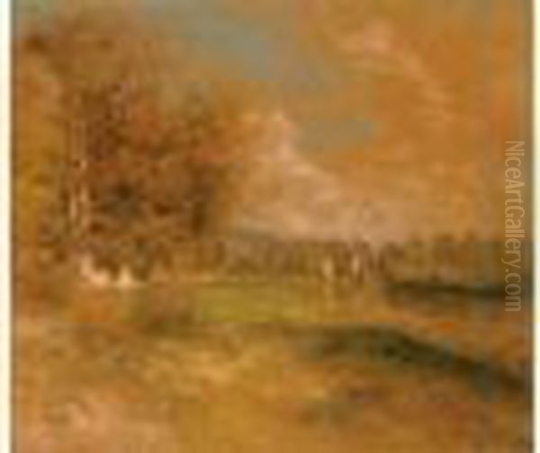 Bord De Riviere Oil Painting by Leon Augustin Lhermitte