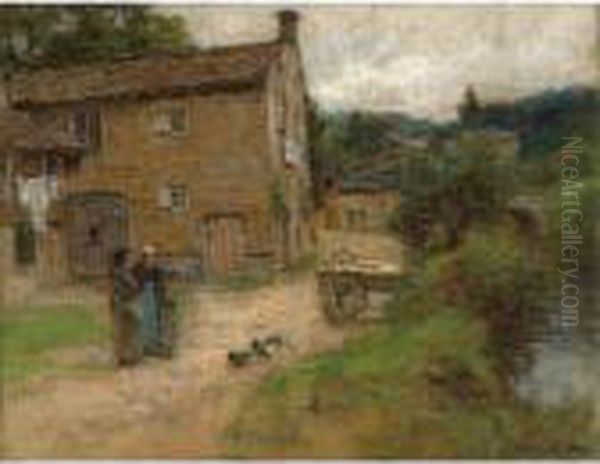 The Farmyard Oil Painting by Leon Augustin Lhermitte