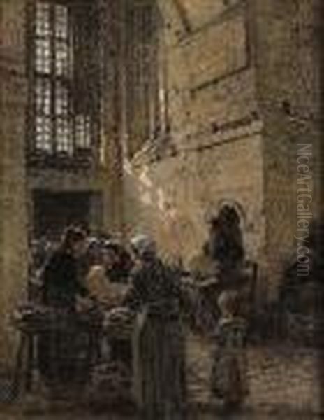 Marche A Senlis Oil Painting by Leon Augustin Lhermitte