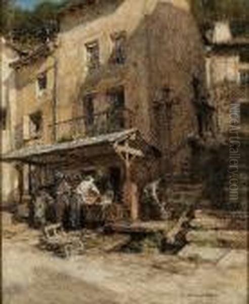 Lavandienes Bretonnes Oil Painting by Leon Augustin Lhermitte