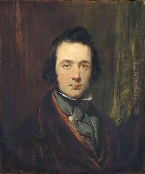 Self portrait in a cravat, half-length Oil Painting by John Phillip