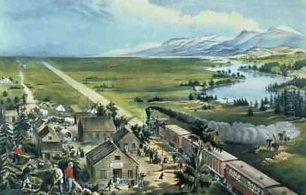 Across the Continent Westward the Course of Empire Takes its Way, pub. by Currier and Ives, New York, 1868 Oil Painting by Frances Flora Bond (Fanny) Palmer