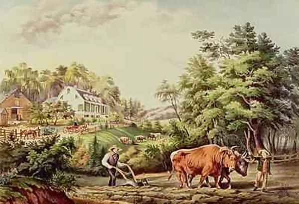 American Farm Scenes, engraved by Nathaniel Currier 1813-98 pub. by Currier and Ives, New York Oil Painting by Frances Flora Bond (Fanny) Palmer