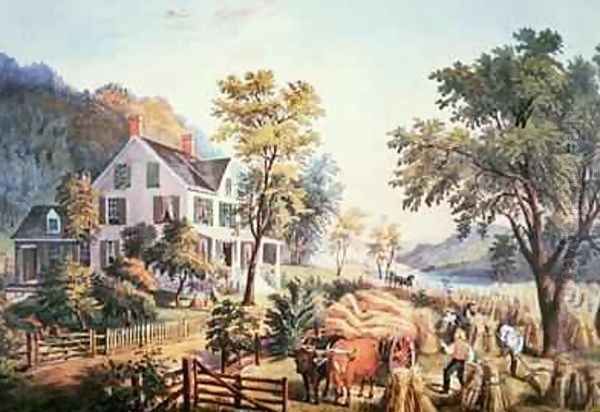 American Farm Scene, 1864 Oil Painting by Frances Flora Bond (Fanny) Palmer