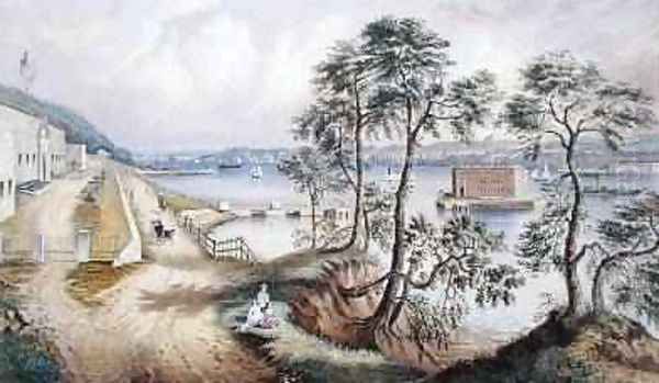 Staten Island and the Narrows from Fort Hamilton, N.Y., c.1861 Oil Painting by Frances Flora Bond (Fanny) Palmer