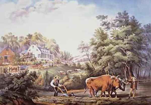 American Farm Scene, 1853 Oil Painting by Frances Flora Bond (Fanny) Palmer