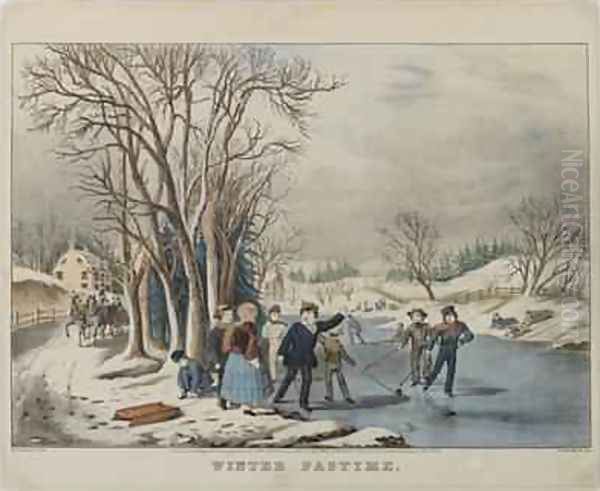 Winter Pastime, engraved by Nathanial Currier 1813-88, 1855 Oil Painting by Frances Flora Bond (Fanny) Palmer