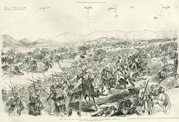 The Battle of Tamai on 13th March 1884, 1884 Oil Painting by Melton Prior