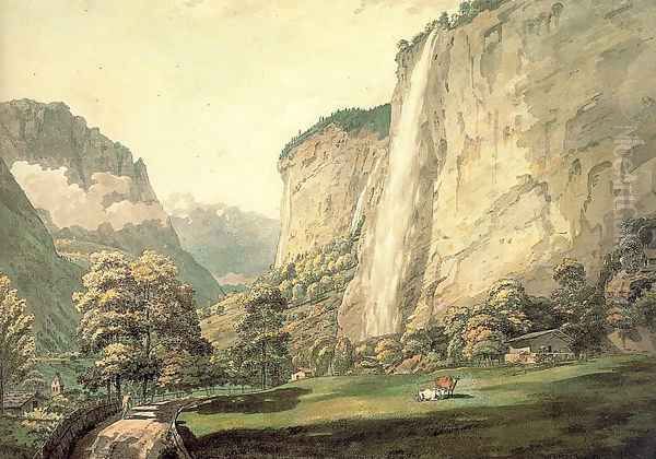 The Valley of Lauterbrunnen and the Staubbach 1770 Oil Painting by William Pars