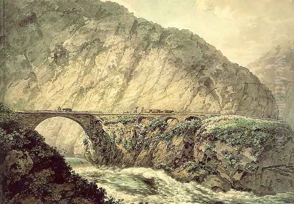 The Devil's Bridge in the Canton of Uri 1770 Oil Painting by William Pars