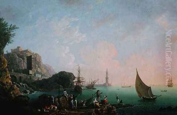 Italian Port Scene 2 Oil Painting by Thomas Patch