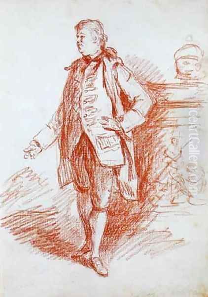 Portrait of a Man, called Edward Gibbon 1737-94 from Sketchbook of Portrait Studies, 1760s Oil Painting by Thomas Patch