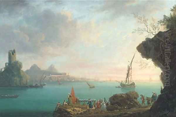 A capriccio view on the Neapolitan coast Oil Painting by Thomas Patch