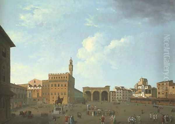 View of the Piazza della Signoria, Florence 2 Oil Painting by Thomas Patch