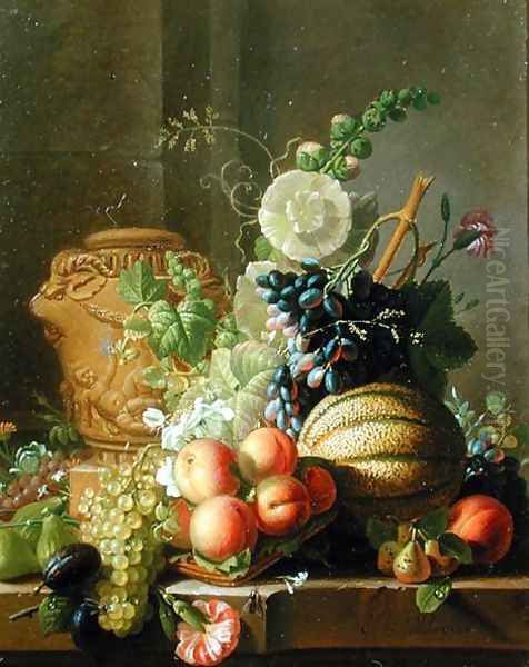 Still Life with Fruit on a Ledge Oil Painting by Jean-Louis Prevost