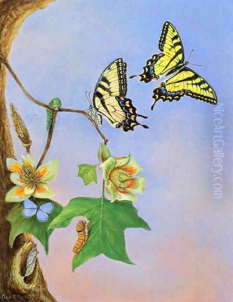 Butterflies I Oil Painting by Titian Ramsay Peale