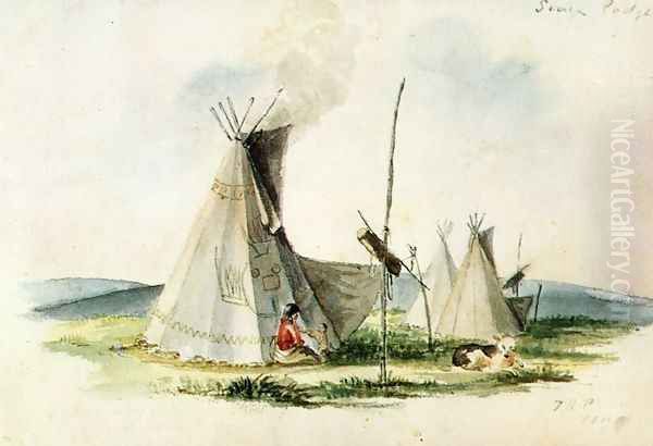 Sioux Lodge Oil Painting by Titian Ramsay Peale