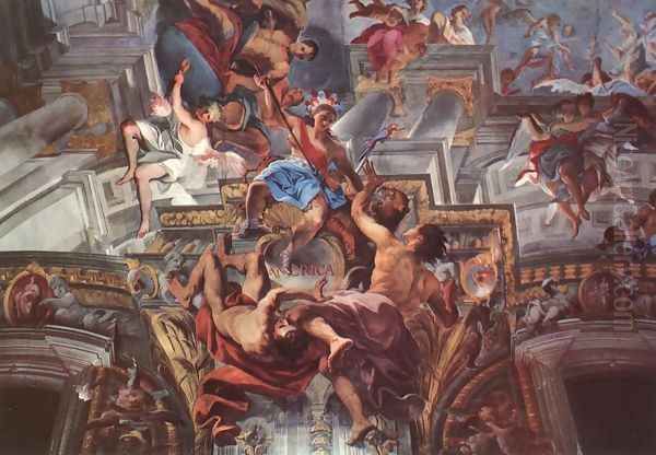 Allegory of the Jesuits' Missionary Work (detail-5) 1691-94, Fresco, Sant'Ignazio, Rome Oil Painting by Andrea Pozzo