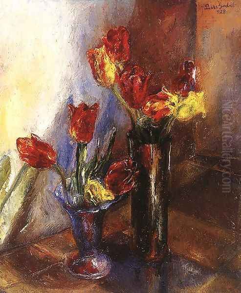 Tulips 1928 Oil Painting by Jeno Paizs Goebel