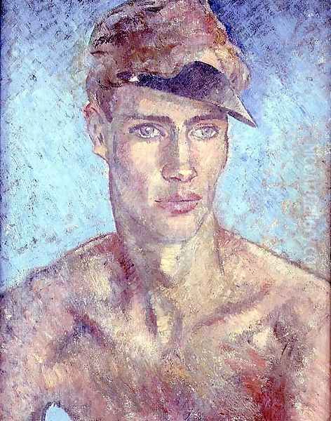 Young Man Wearing a Sun Visor Oil Painting by Glyn Warren Philpot