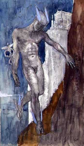 Hermes Descending Oil Painting by Glyn Warren Philpot