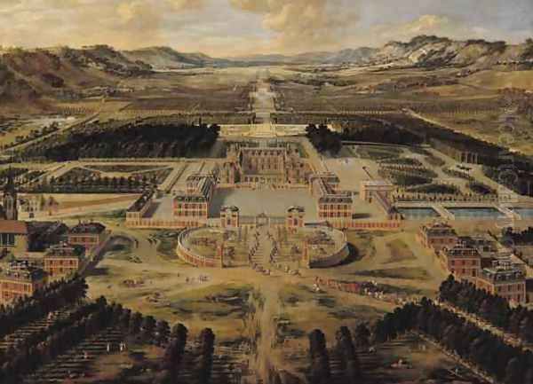 Perspective view of the Chateau, Gardens and Park of Versailles seen from the Avenue de Paris, 1668 Oil Painting by Pierre Patel