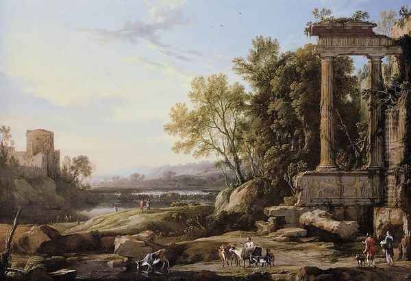 Italianate Landscape 1656 Oil Painting by Pierre Patel