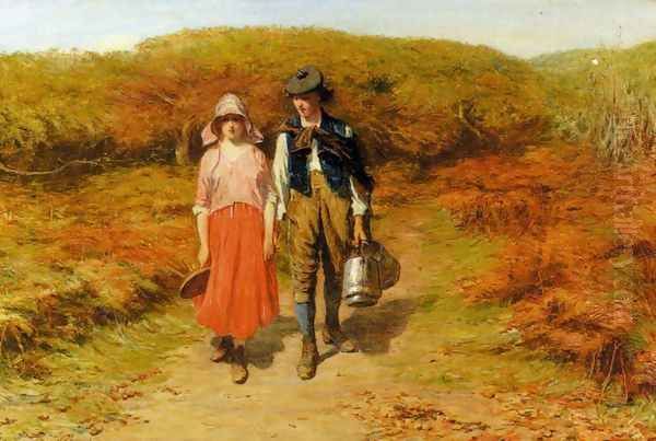 Rustic Courtship Oil Painting by John Pettie