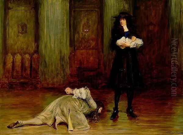 The Duke of Monmouth Pleading for his Life before James II Oil Painting by John Pettie