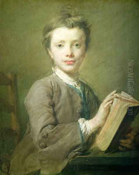 A Boy with a Book, c.1740 Oil Painting by Jean-Baptiste Perroneau