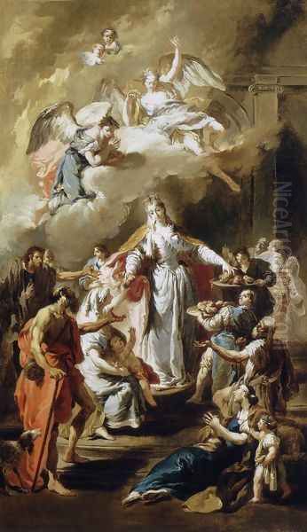 St Elizabeth Distributing Alms 1734 Oil Painting by Giovanni Battista Pittoni the younger