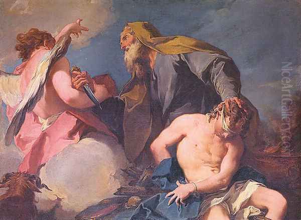 The Sacrifice of Isaac 1720 Oil Painting by Giovanni Battista Pittoni the younger